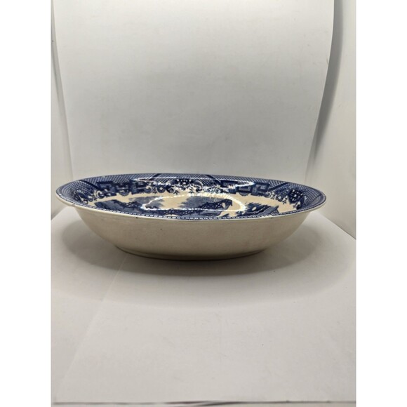 Antique Blue Willow Oval Veg. Serving Bowl 10 Inch, Japan Chip - Picture 5 of 15